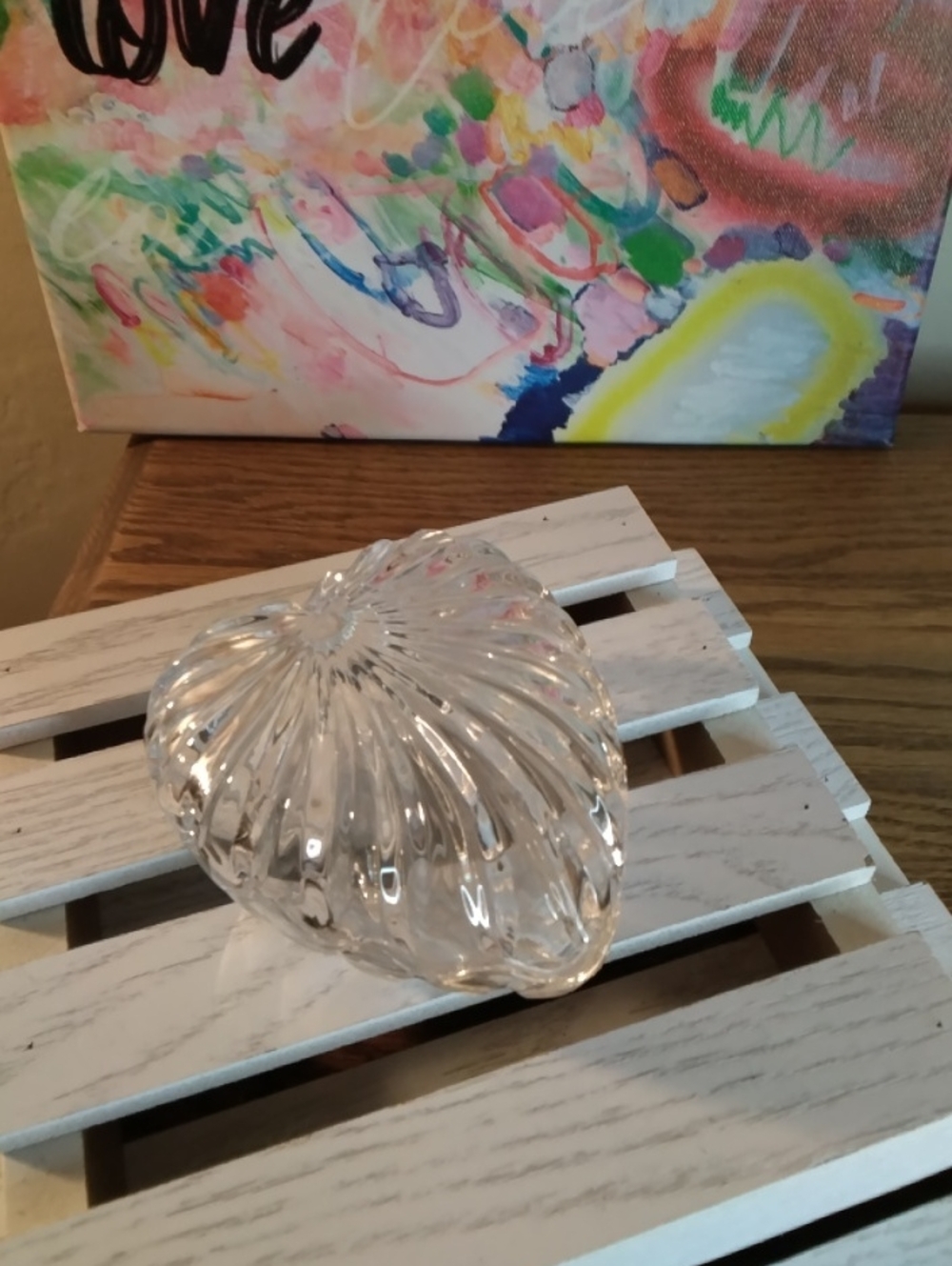 Clear Glass Decorative Heart Trinket Box-